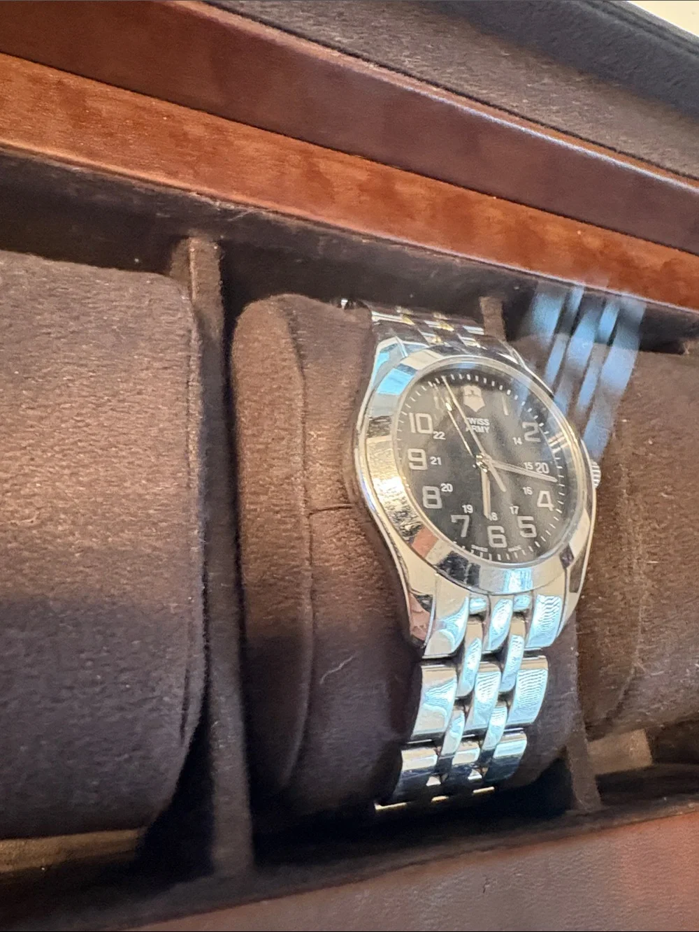 Swiss Army Men's Silver Stainless Steel Black Dial Watch